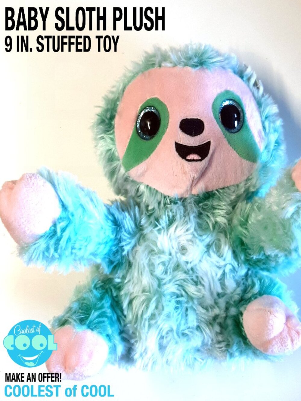 Cute baby Sloth plush stuffed animal toy soft fuzzy 10” Spark Create Imagine NWT